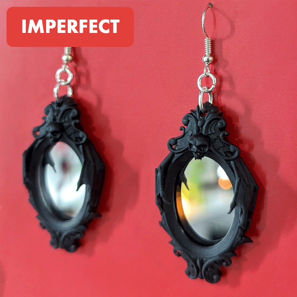 Gothic Mirror Dangle Earrings (RETIRED) (Imperfect Available)