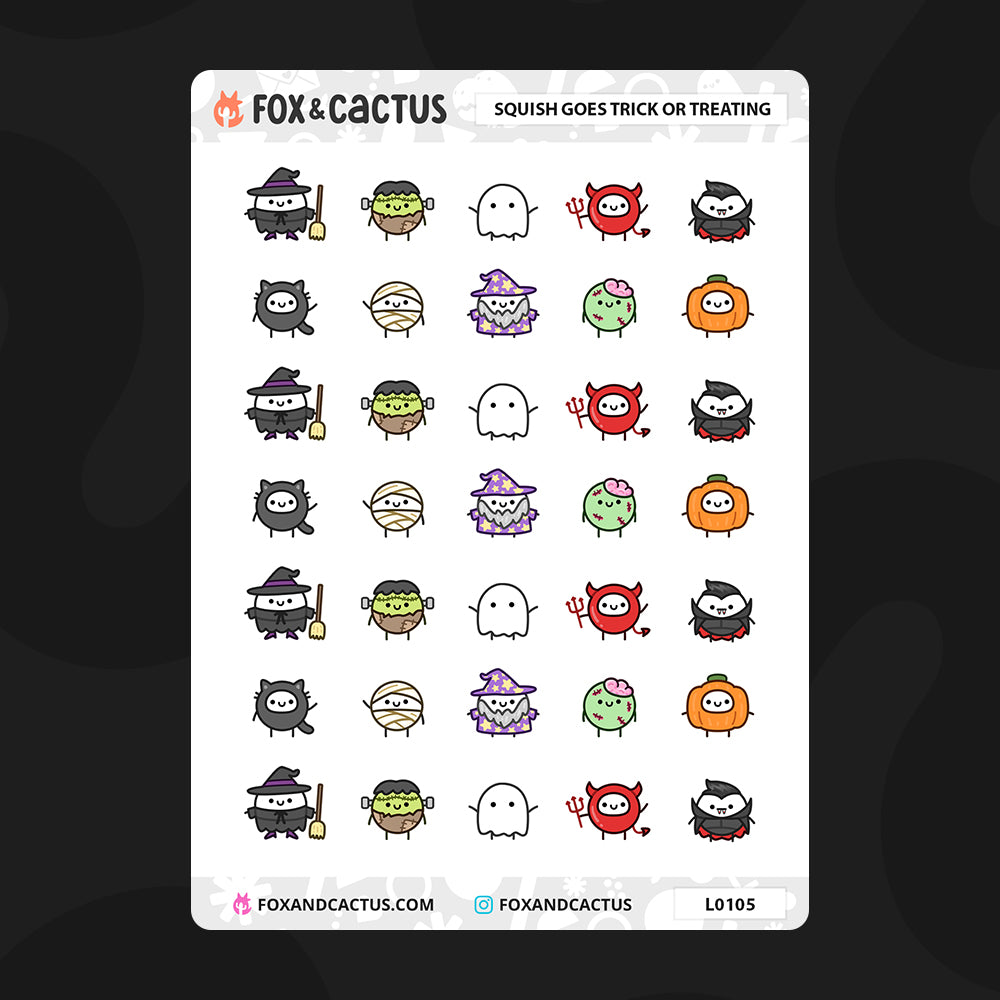 Halloween Costume Squish Stickers