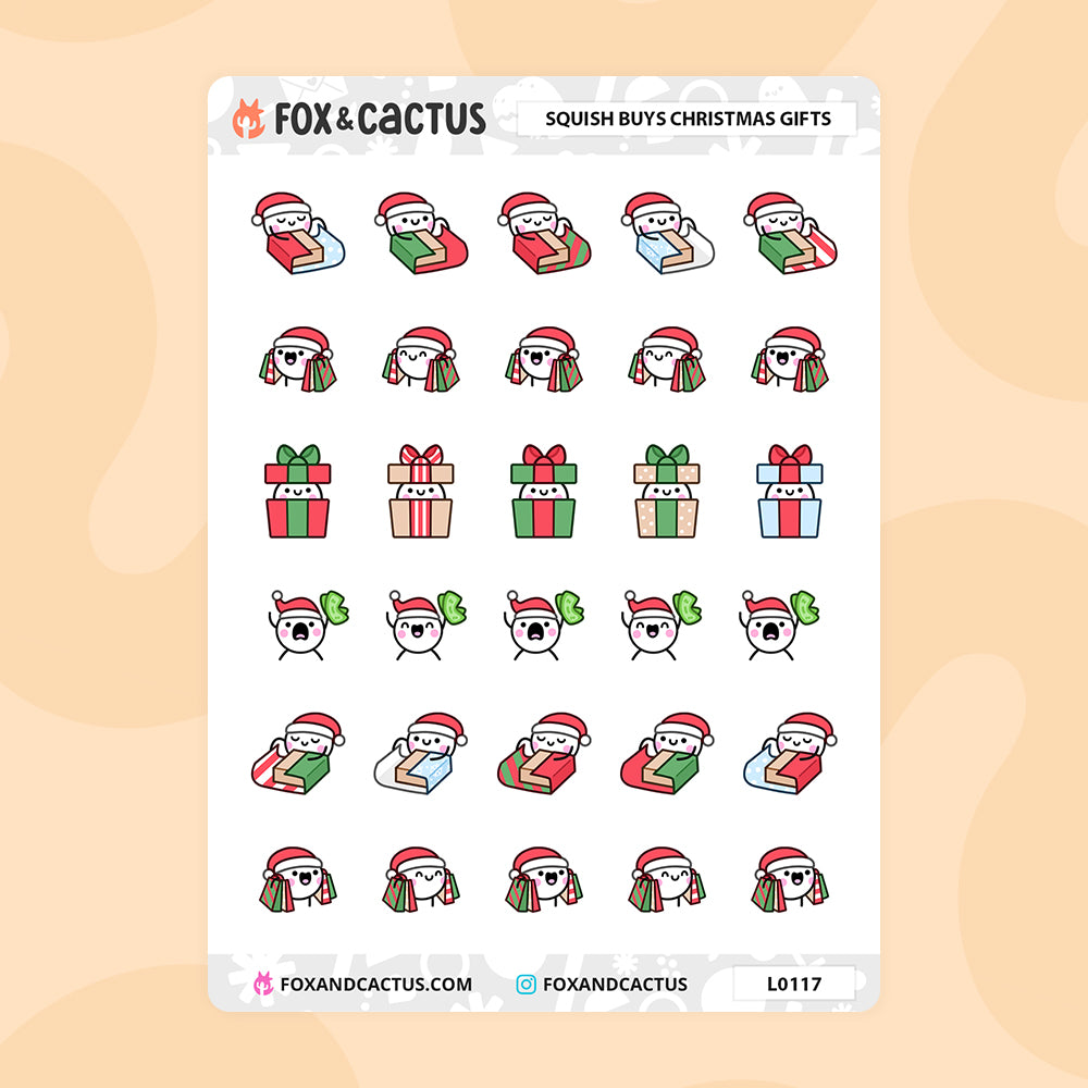 Christmas Shopping Squish Stickers