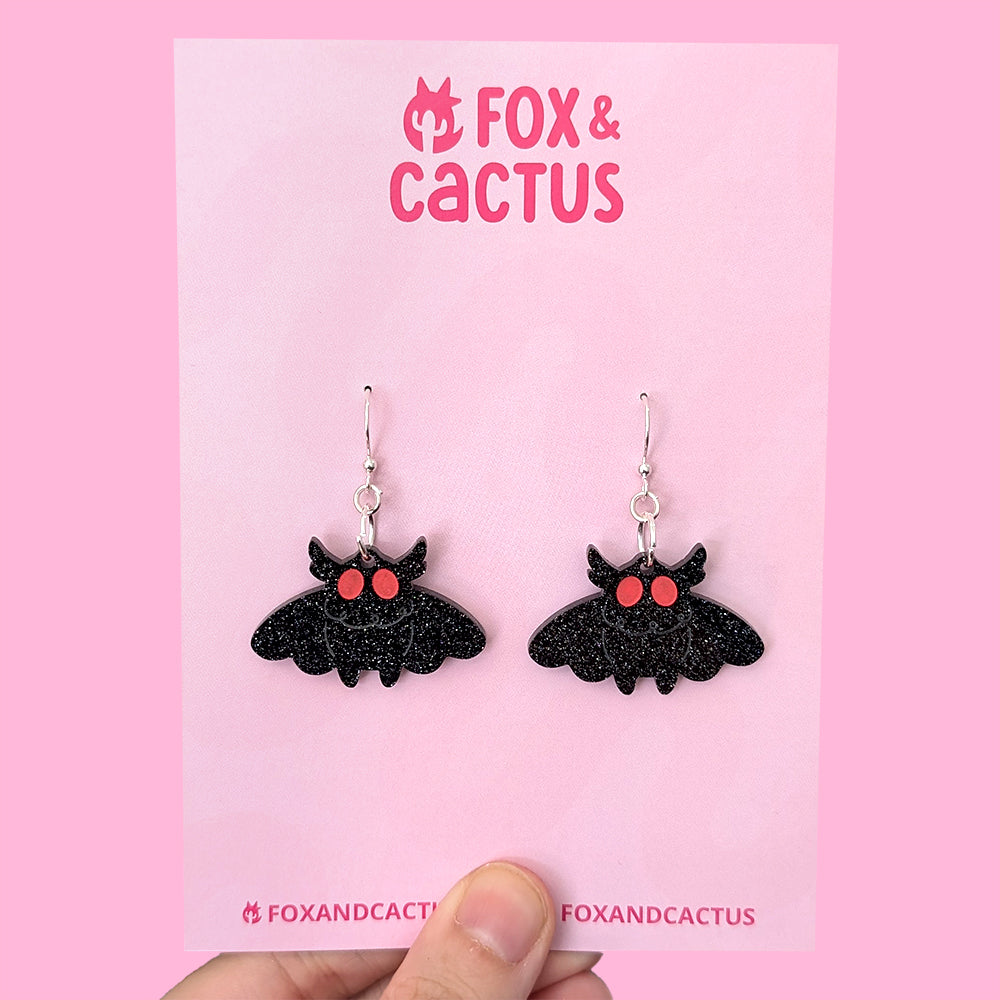 Mini Mothman (Glitter) Earrings