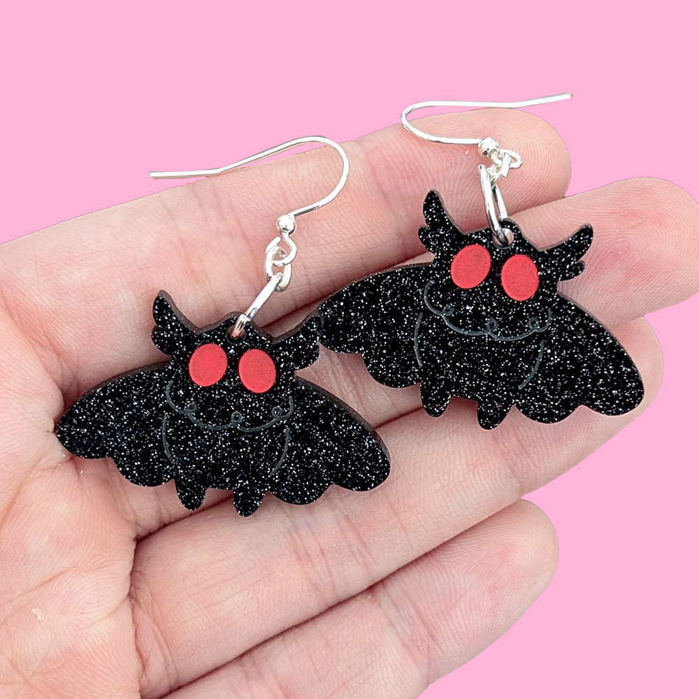 Mini Mothman (Glitter) Earrings