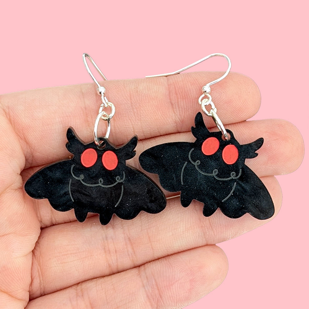 Mini Mothman (Marble) Earrings