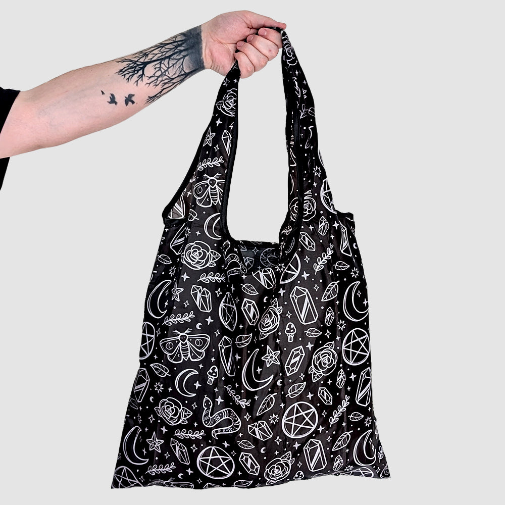 Witchy Vibes (Black) Reusable Tote Bag