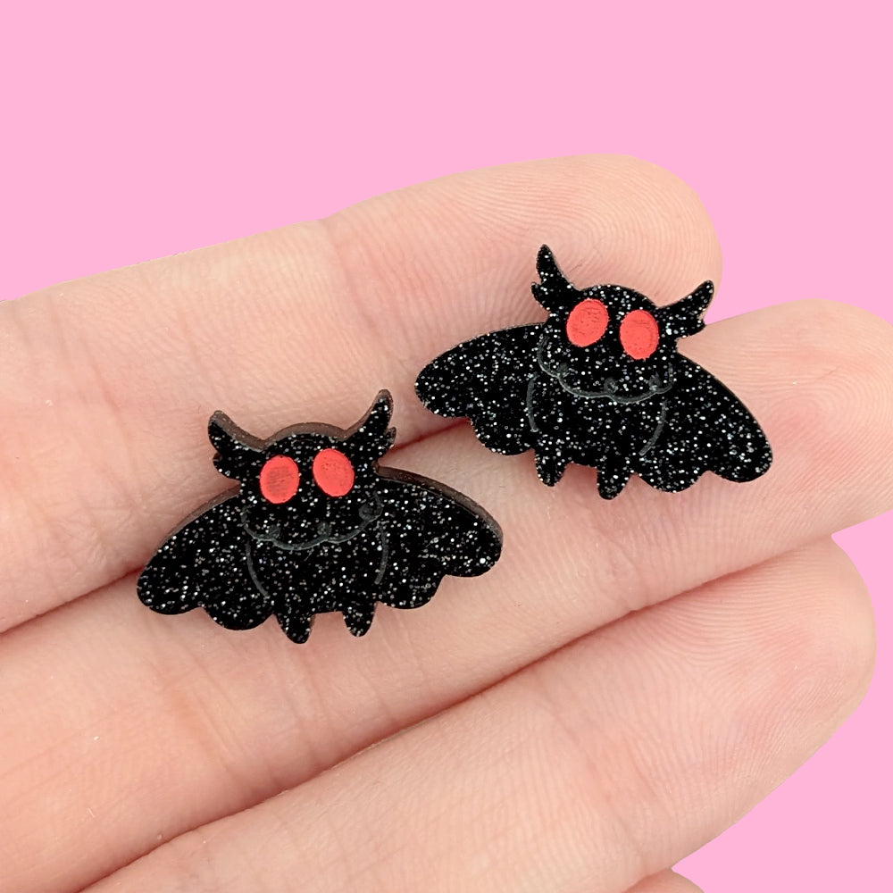 Itty Bitty Mothman (Glitter) Stud Earrings