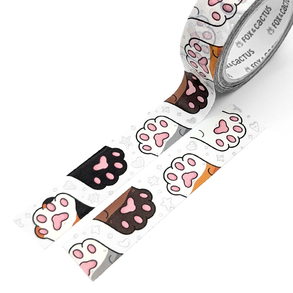 Cat Beans (White) Washi Tape (Holo Foil)