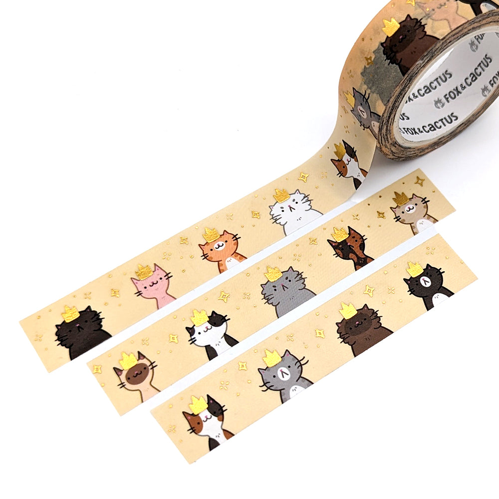 Royal Cats Washi Tape (Gold Foil)