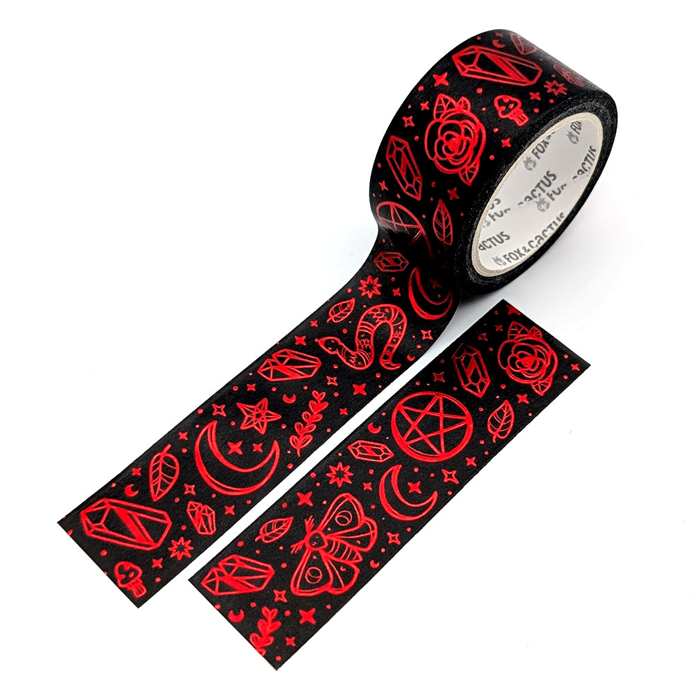 Witchy Vibes (Black) Washi Tape Set (Red Foil)