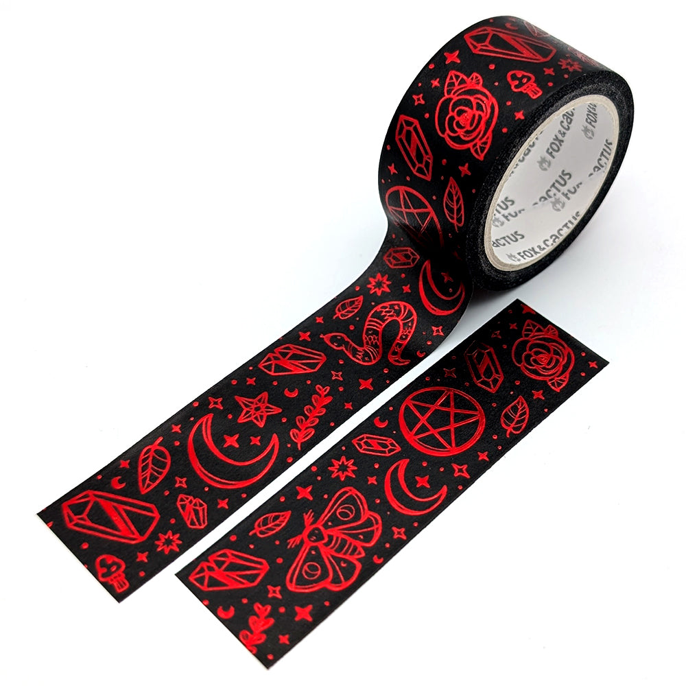 Witchy Vibes (Black) Washi Tape Set (Red Foil)