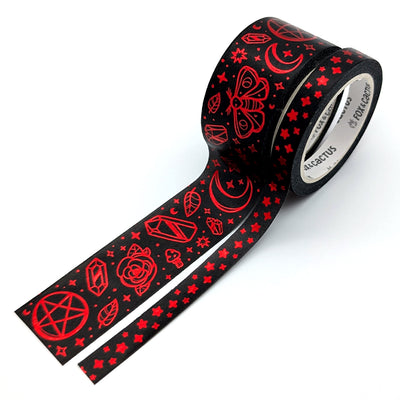 Witchy Vibes (Black) Washi Tape Set (Red Foil)