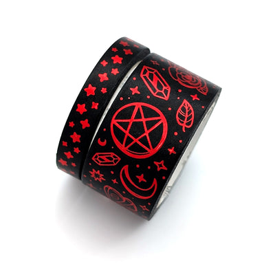 Witchy Vibes (Black) Washi Tape Set (Red Foil)