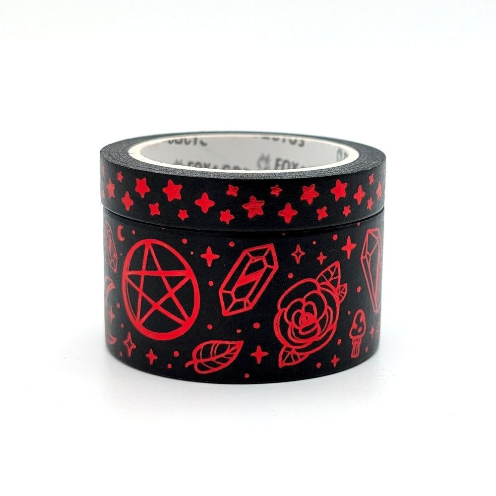 Witchy Vibes (Black) Washi Tape Set (Red Foil)