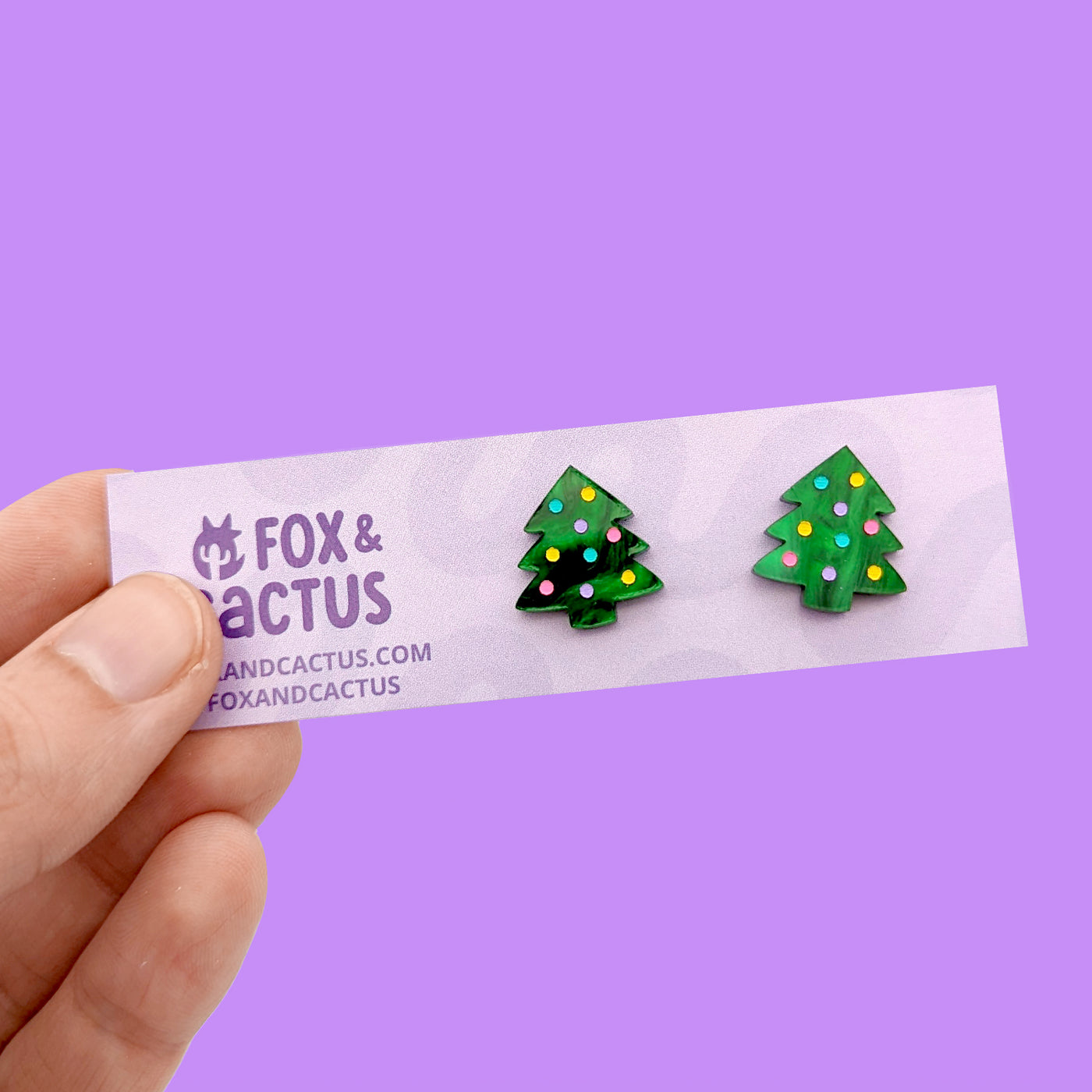 Christmas Tree (Marble) Stud Earrings